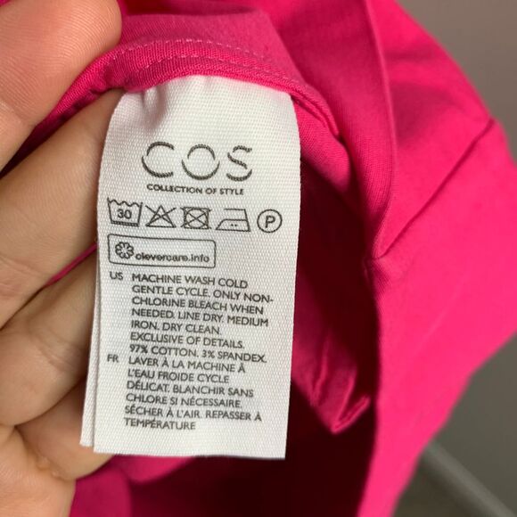 COS Hot Pink Cotton Shift Dress with Side Slits Modern Minimalist size US 2 - Picture 4 of 6